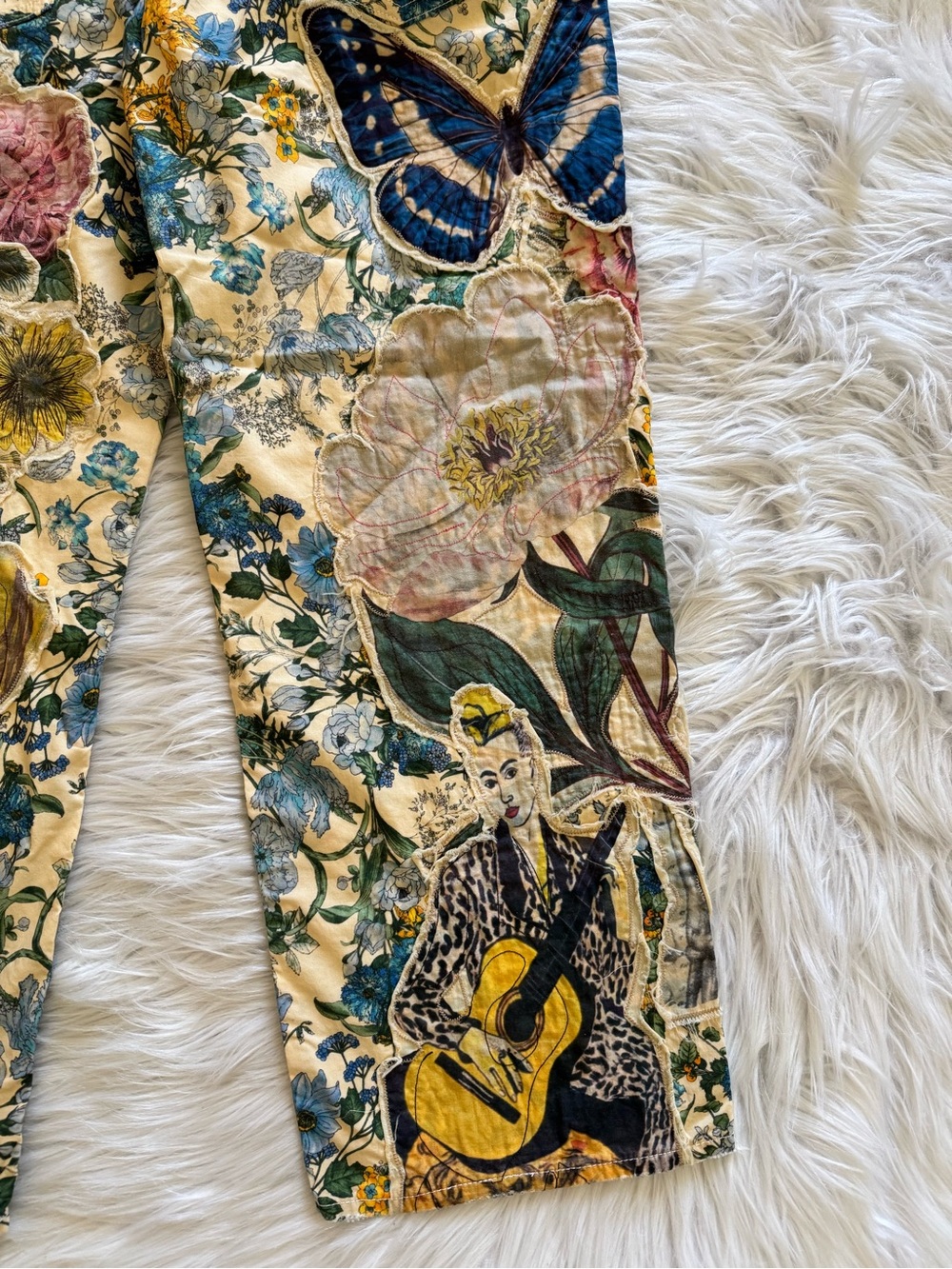 R13 New Boyfriend Pants Floral Embroidered Applique Size 26 - Picture 10 of 11